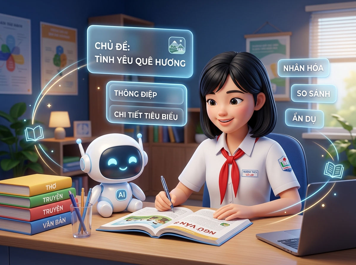Học sinh THCS đọc hiểu văn bản cùng trợ lý AI Socratic VănHiểu